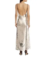 Cosmic Floral Satin Gown