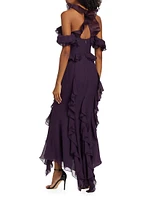 Ruffled Sheer Silk Gown