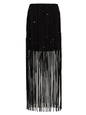 Fringed Tulle Pencil Skirt