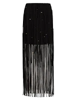 Fringed Tulle Pencil Skirt