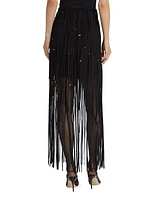 Fringed Tulle Pencil Skirt