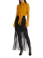 Fringed Tulle Pencil Skirt