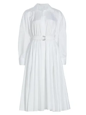 Oversized Belted Poplin Midi-Dress