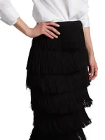 Tiered Fringe Midi-Skirt