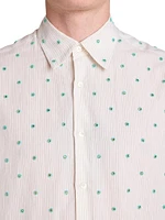 Pinstriped & Bead-Embroidered Regular-Fit Shirt