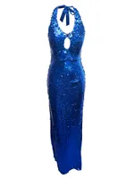 Priscilla Sequin Halter Gown