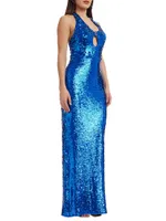 Priscilla Sequin Halter Gown