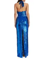 Priscilla Sequin Halter Gown