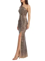 Sariah Asymmetric Sequin Gown