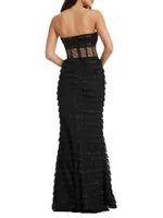 Grace Tiered Ruffled Mesh Gown