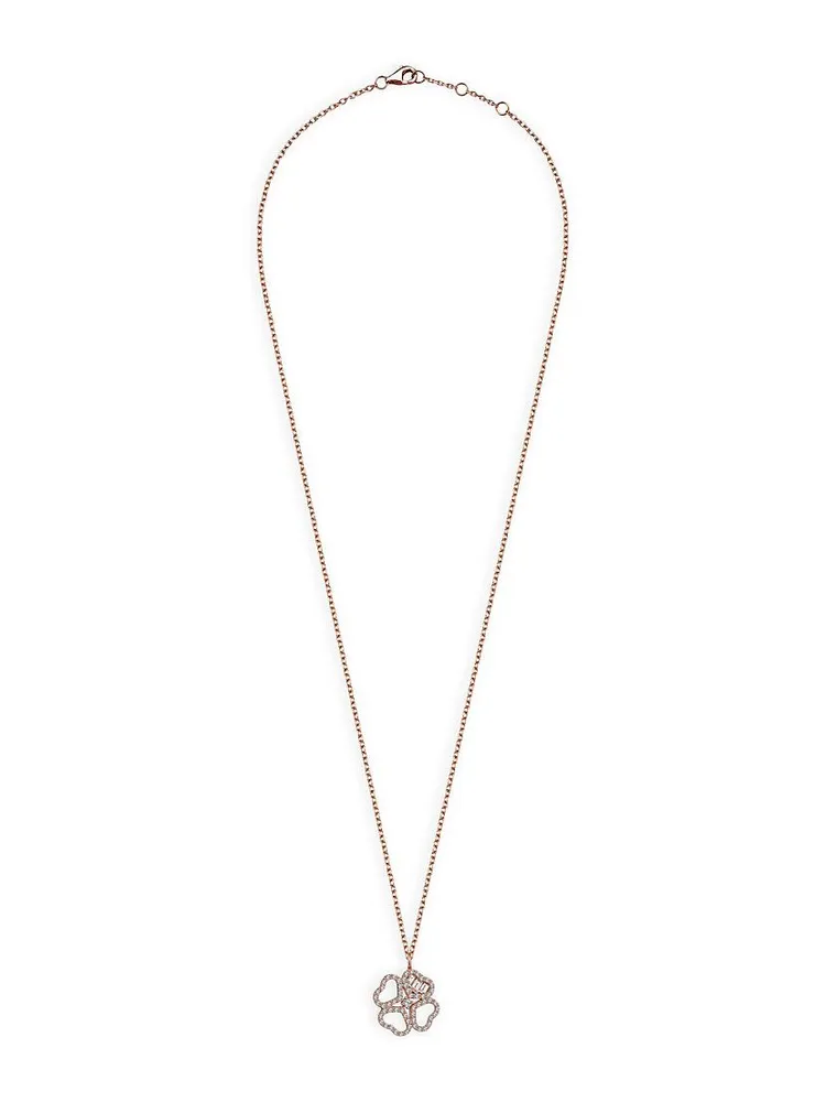 Love Fortuna 18K Rose Gold & 0.50 TCW Diamond Clover Necklace