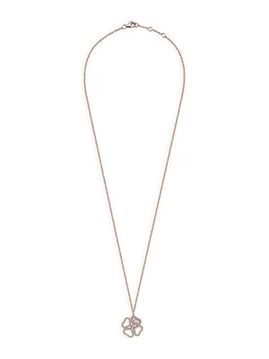 Love Fortuna 18K Rose Gold & 0.50 TCW Diamond Clover Necklace