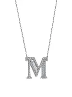 Letters Alpha 18K White Gold & 0.28 TCW Diamond M Pendant Necklace