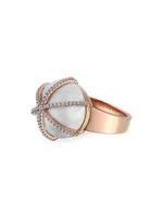 Diamonds In Colours 18K Rose Gold, White Enamel & 0.22 TCW Diamond Dome Ring