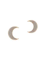 Moonlight Crescent Moon 18K Rose Gold & 0.49 TCW Diamond Stud Earrings