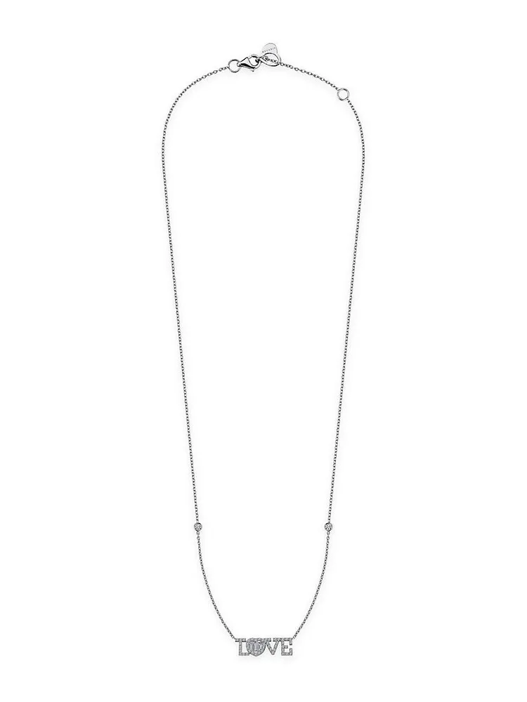 Love 18K White Gold & 0.30 TCW Diamond Pendant Necklace