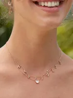 Love Happiness 18K Rose Gold Charm Pendant Necklace