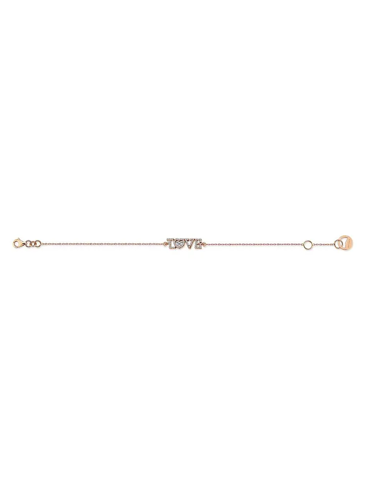 Love 18K Rose Gold & 0.23 TCW Diamond Chain Bracelet