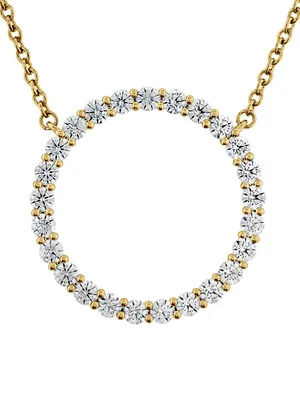Signature 18K Yellow Gold & 0.61 TCW Diamond Circle Pendant Necklace