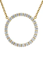 Signature 18K Yellow Gold & 0.61 TCW Diamond Circle Pendant Necklace
