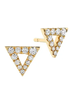 Charmed 18K Yellow Gold & 0.19 TCW Diamond Triangle Stud Earrings