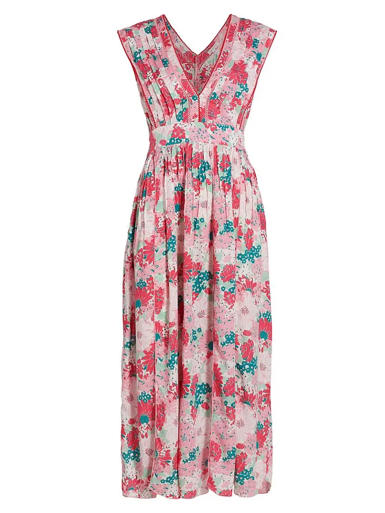 Agnes Floral Pleated Midi-Dress