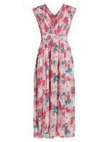 Agnes Floral Pleated Midi-Dress