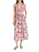 Agnes Floral Pleated Midi-Dress