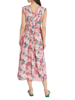 Agnes Floral Pleated Midi-Dress