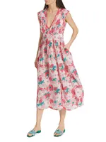 Agnes Floral Pleated Midi-Dress