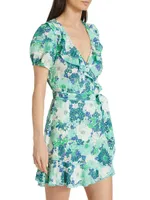 Aude Floral Ruffled Wrap Minidress