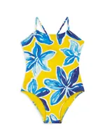 Little Girl's & Macro Raiat Print One-Piece Swimsuit