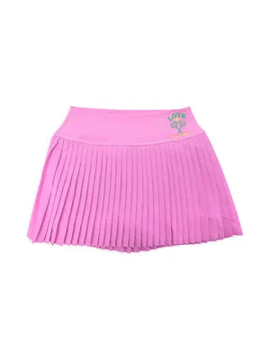 Little Girl's & Iscream x Theme Love Tennis Racket Embroidered Pleated Skort