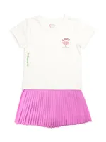 Little Girl's & Iscream x Theme Love Tennis Racket Embroidered T-Shirt
