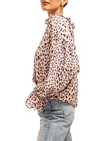 Farah Cheetah Keyhole Blouse