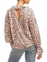 Farah Cheetah Keyhole Blouse