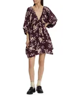 Portia Linen-Blend Floral Minidress