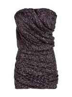 Strapless Sequined Draped Minidress