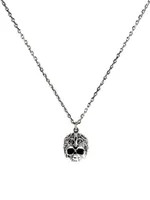 Sterling Silver Arabesque Skull Necklace
