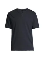 Slub Split Neck Short-Sleeve T-Shirt