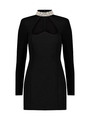 Embellished Collar Cut-Out Minidress