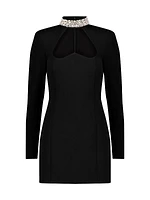 Embellished Collar Cut-Out Minidress