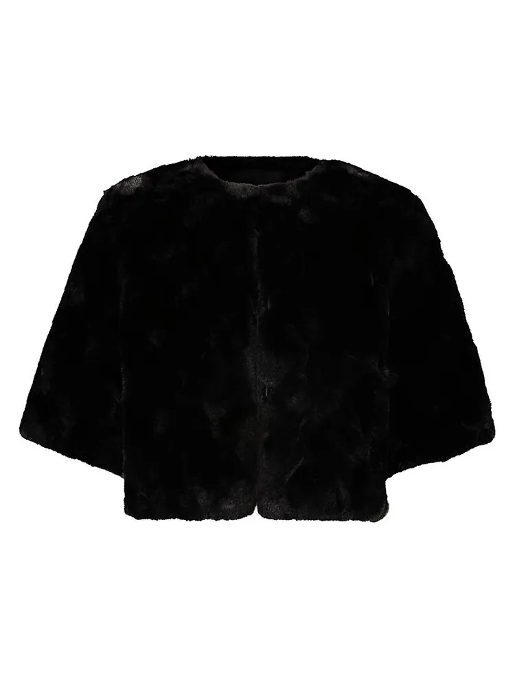 Faux Fur Quilted Plush Shrug