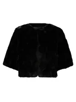 Faux Fur Quilted Plush Shrug