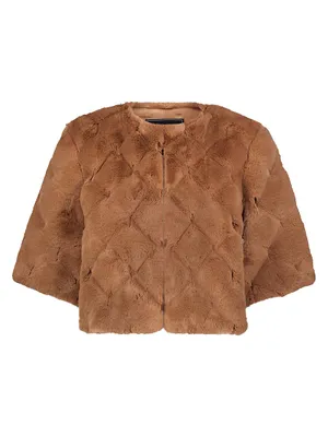 Faux Fur Quilted Plush Shrug