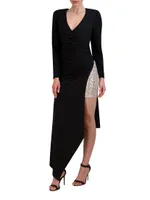 Sequin Asymmetric Midi-Dress