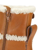 Mallory Shearling-Trimmed Leather Lace-Up Boots