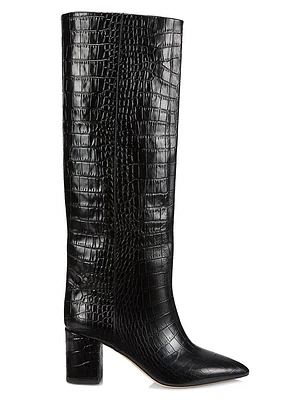 Anja 70MM Crocodile-Embossed Leather Boots