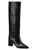 Anja 70MM Crocodile-Embossed Leather Boots