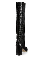 Anja 70MM Crocodile-Embossed Leather Boots